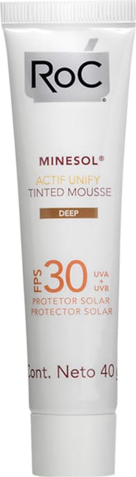 RoC Minesol Actif Unify Tinted Mousse Deep FPS 30 - Protetor Solar Facial 40g