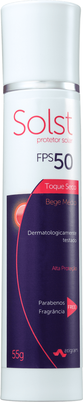 Solst Toque Seco Bege Médio FPS 50 PPD 19.1 - Protetor Solar Facial 55g