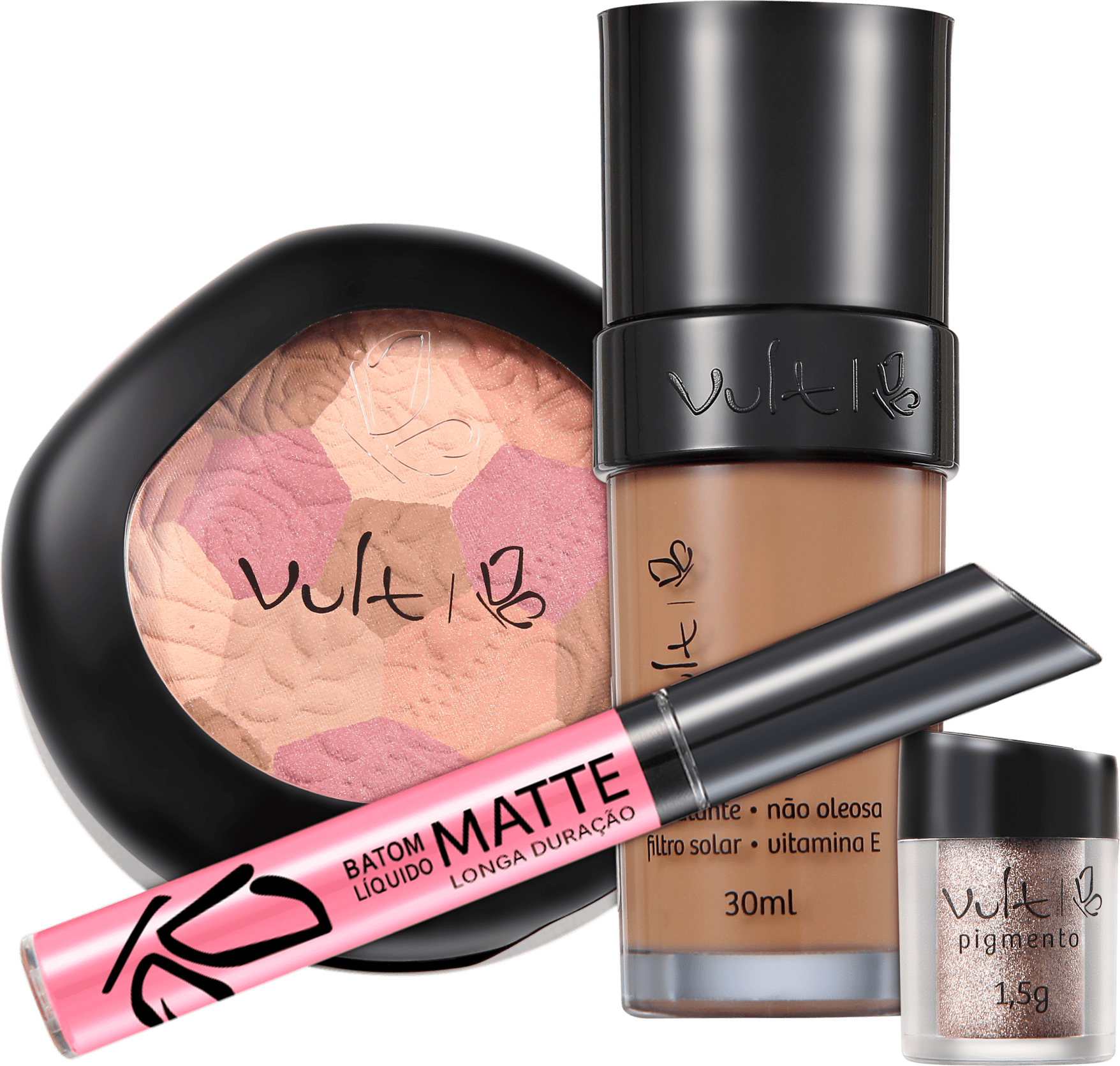 Kit Vult Make Up 06 Marrom Mosaico Pigmento (4 Produtos)