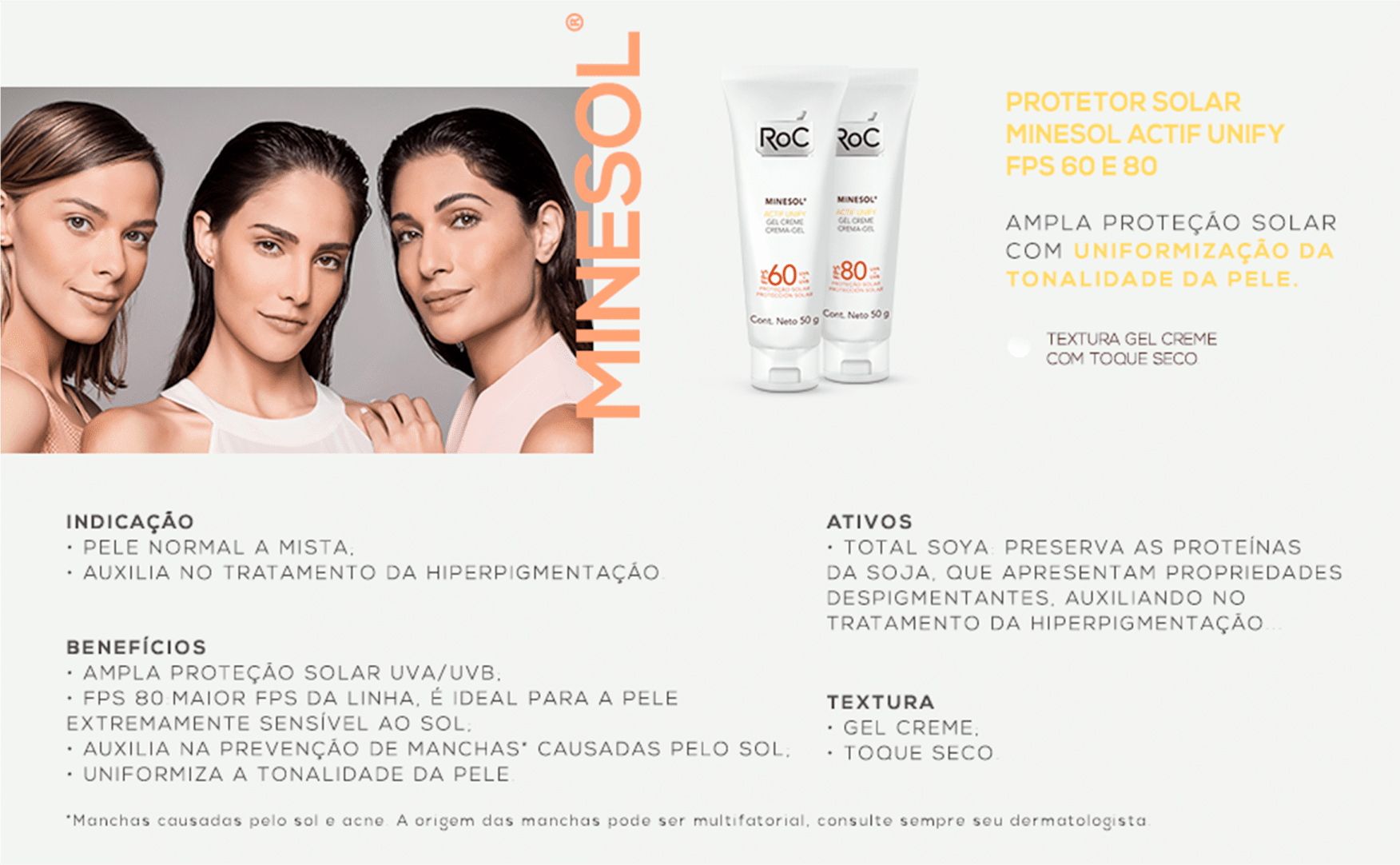 RoC Minesol Actif Unify FPS 30 - Protetor Solar Facial 50g