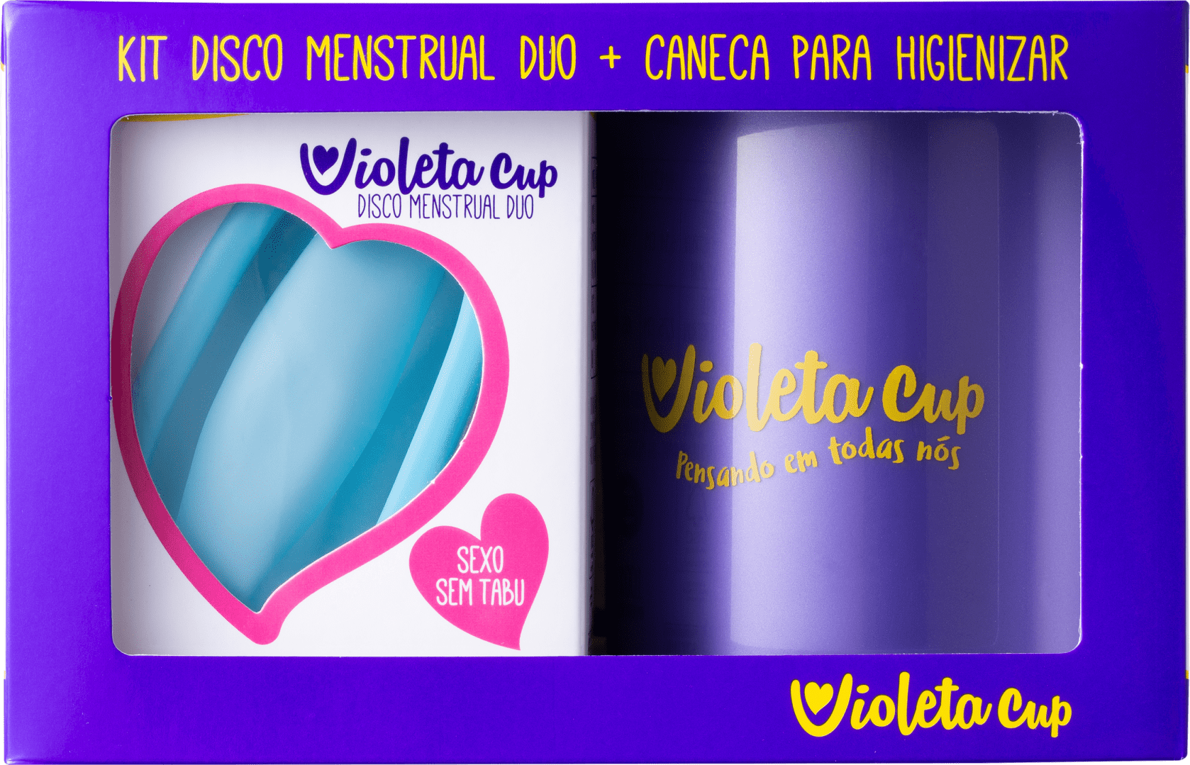 Kit Violeta Cup Disco Menstrual Duo Azul Celeste | Beleza na Web