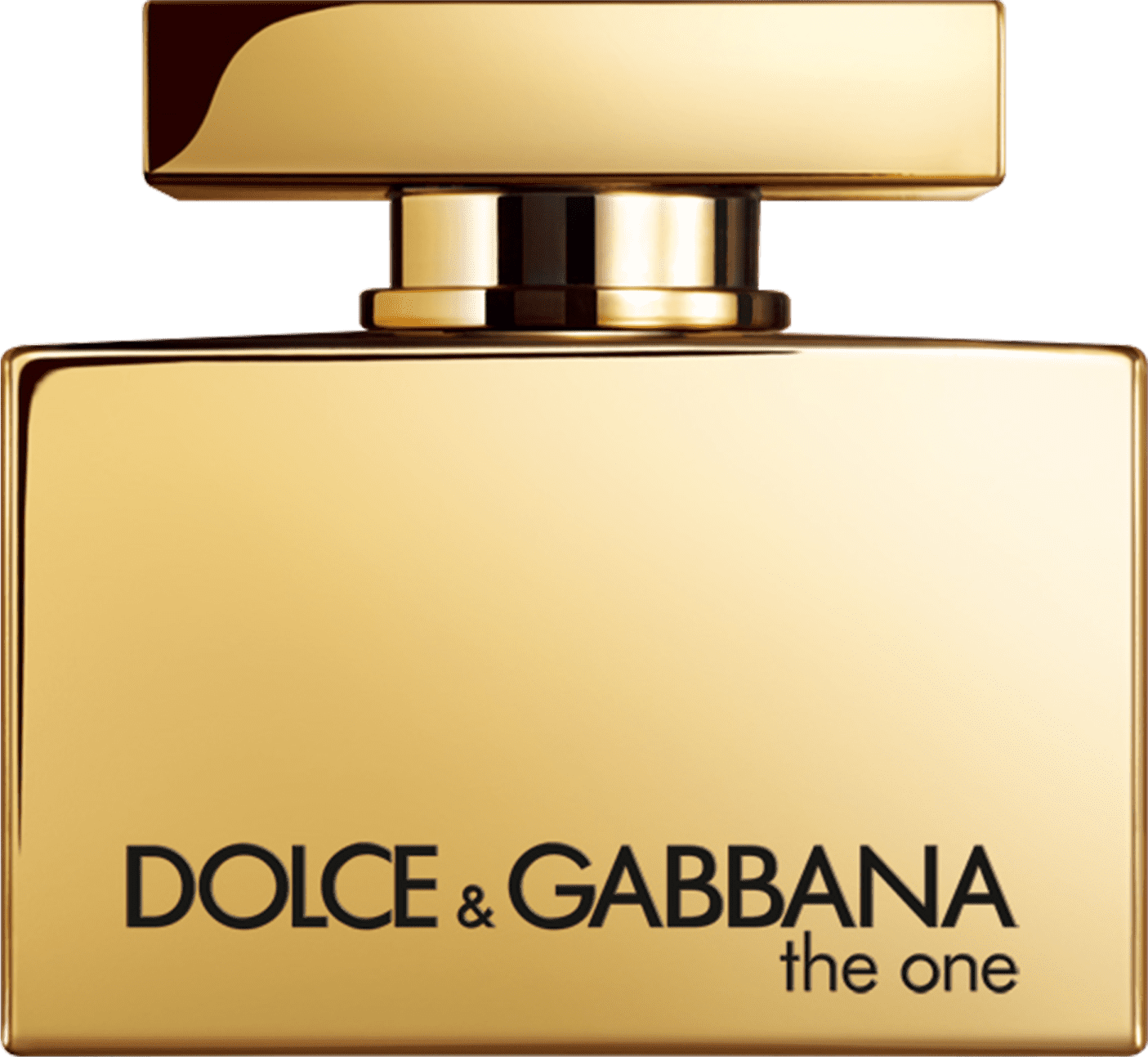 O produto apresentado na imagem é um frasco de perfume da marca Dolce & Gabbana, chamado "the one". O frasco possui um design elegante e minimalista, com uma forma retangular em tons dourados. Volumetria de 75ml.