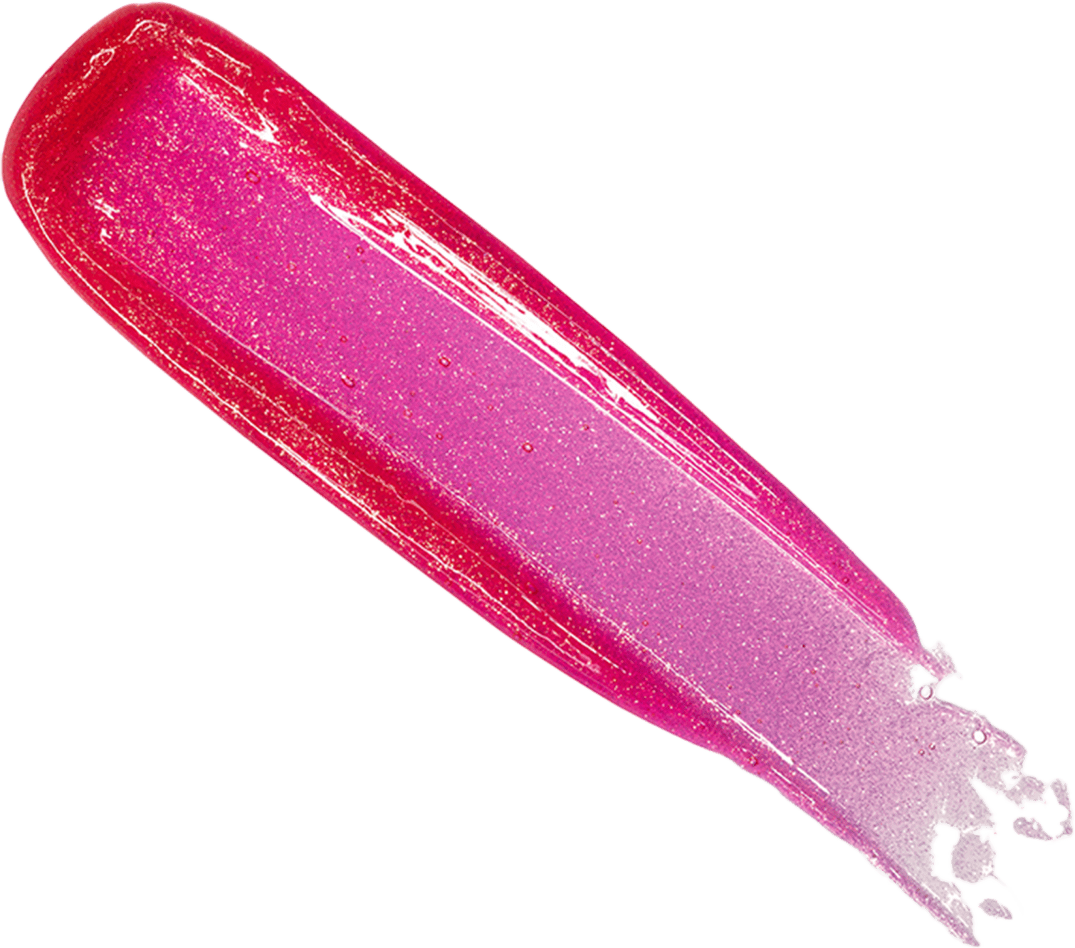 Uma "pincelada" do produto, onde é possível ver a cor vibrante e a textura cremosa e cintilante.