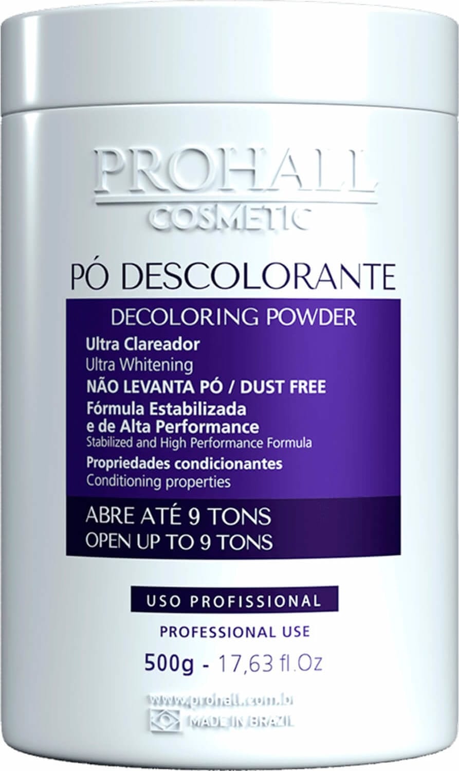Pó Descolorante Prohall Cosmetic Ultra Clareador Azul 500g | Beleza na Web