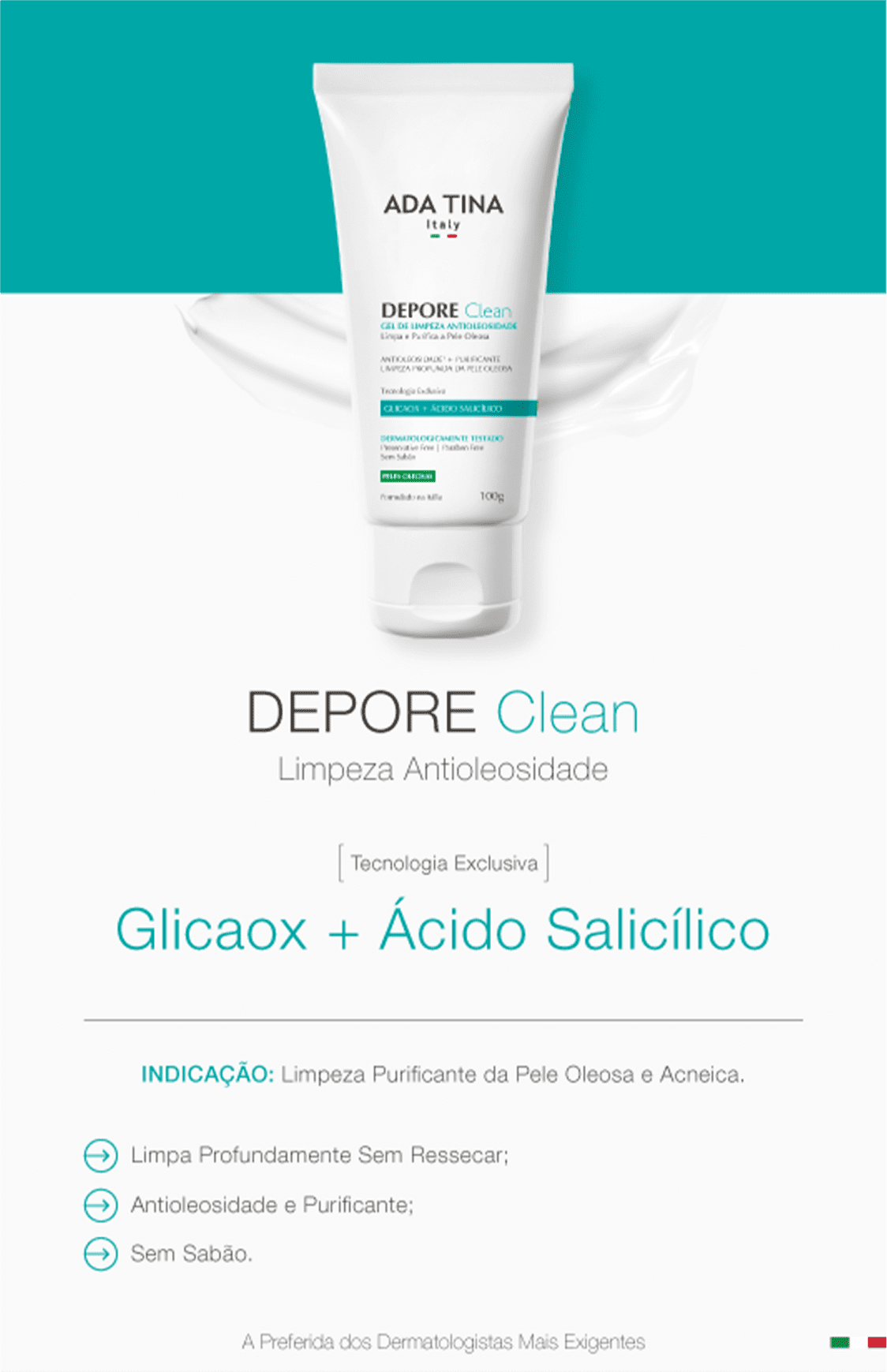 Ada Tina Depore Clean - Gel de Limpeza Facial 100ml