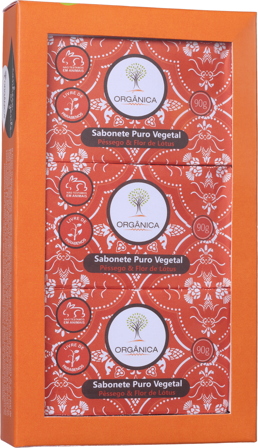 Kit Orgânica Pêssego e Flor de Lótus - Sabonetes em Barra 3x90g