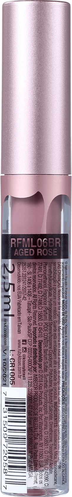 Kiss New York Ruby Kisses Forever Matte Aged Rose - Batom Líquido 3ml