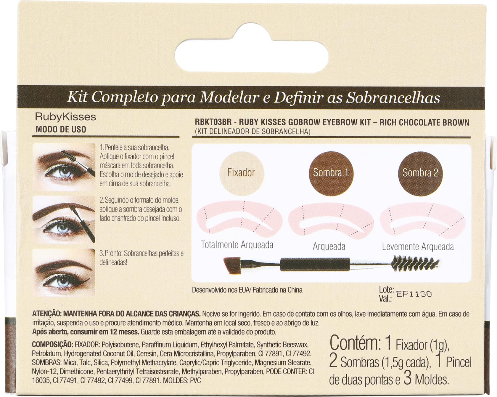 Kiss New York Ruby Kisses GoBrow Black Dark Brown - Paleta para Sobrancelha 4g