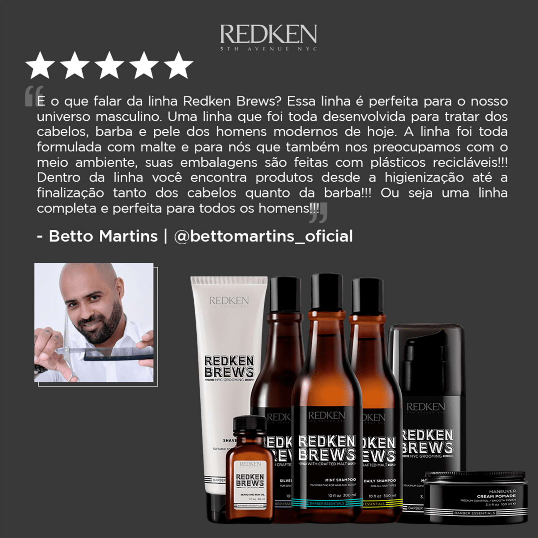 Shampoo Redken Brews 3In1 Multifuncional Beleza na 