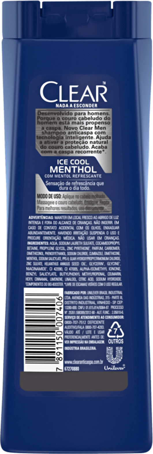 Shampoo Anticaspa Clear Ice Cool Menthol 200ml