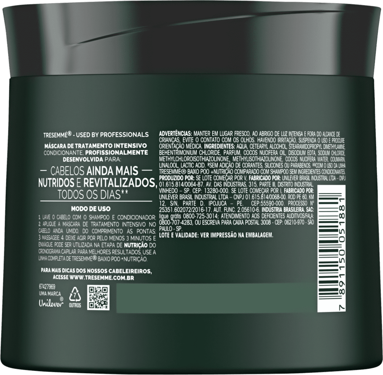 Máscara Capilar TRESemmé Baixo Poo + Nutrição 400g