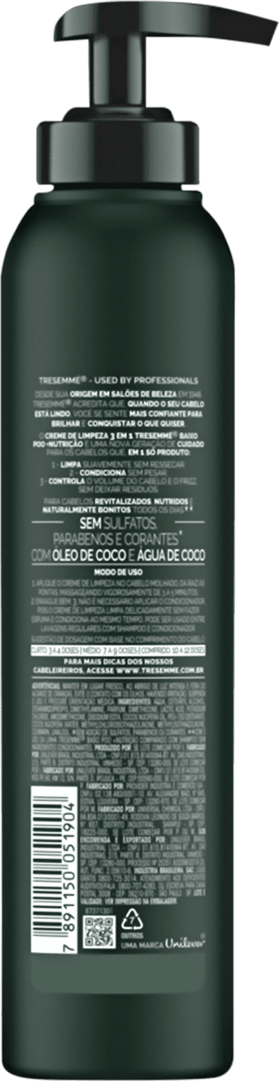Condicionador Co-Wash TRESemmé Baixo Poo + Nutrição 3 em 1 200ml
