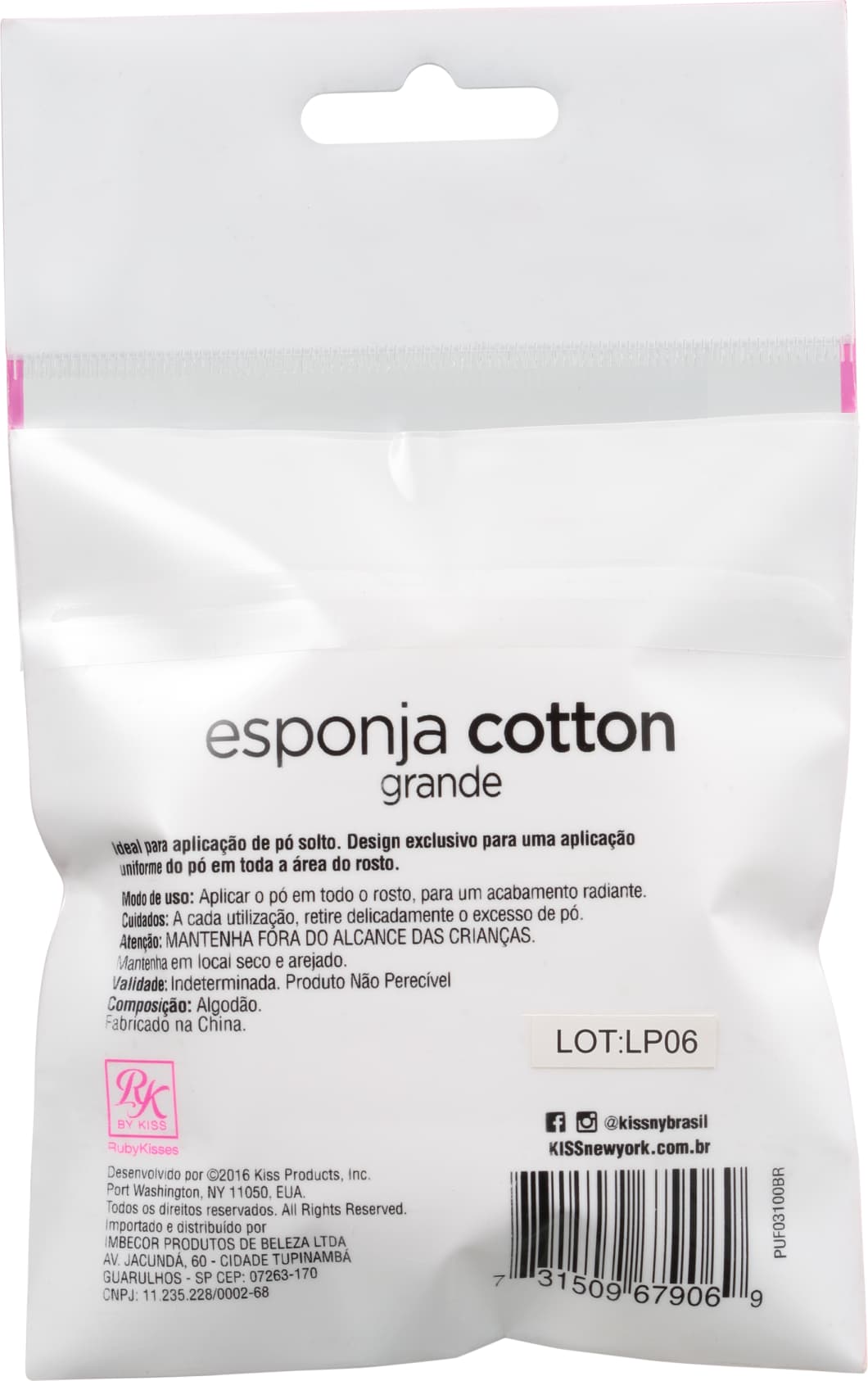 Kiss New York Ruby Kisses Cotton Grande - Esponja para Pó Solto 5g