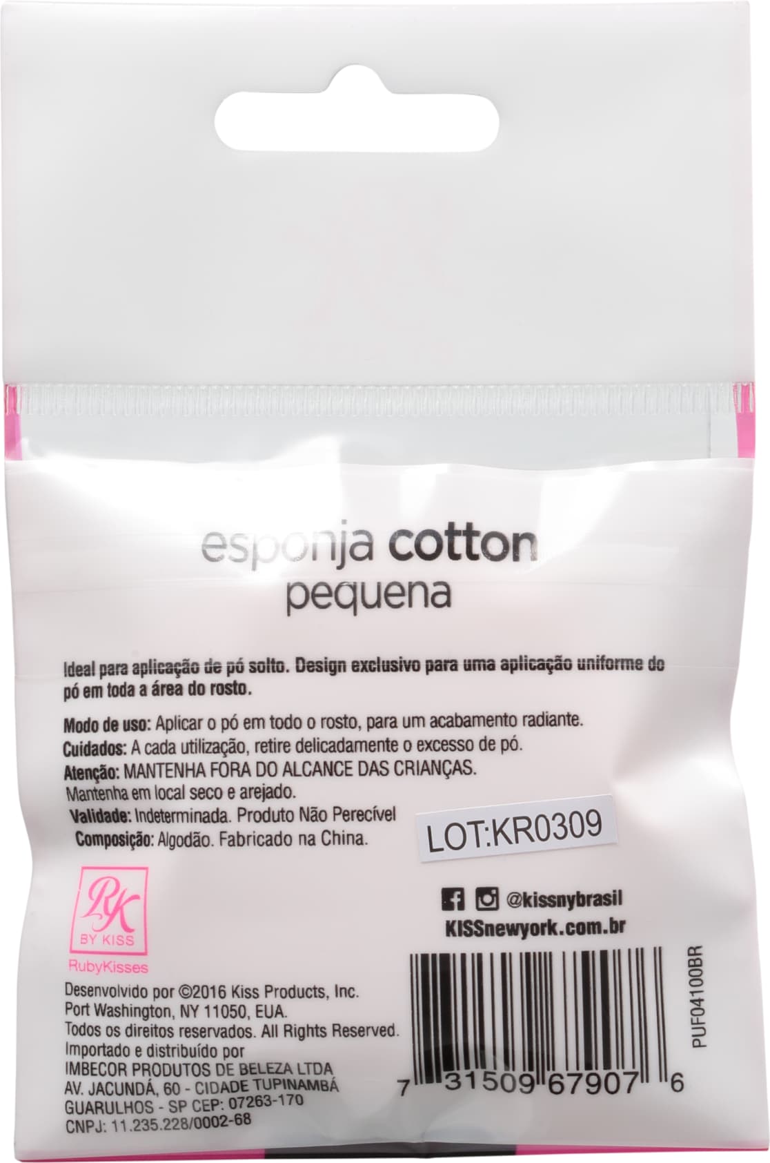 Kiss New York Ruby Kisses Cotton Pequena - Esponja para Pó Solto 3g