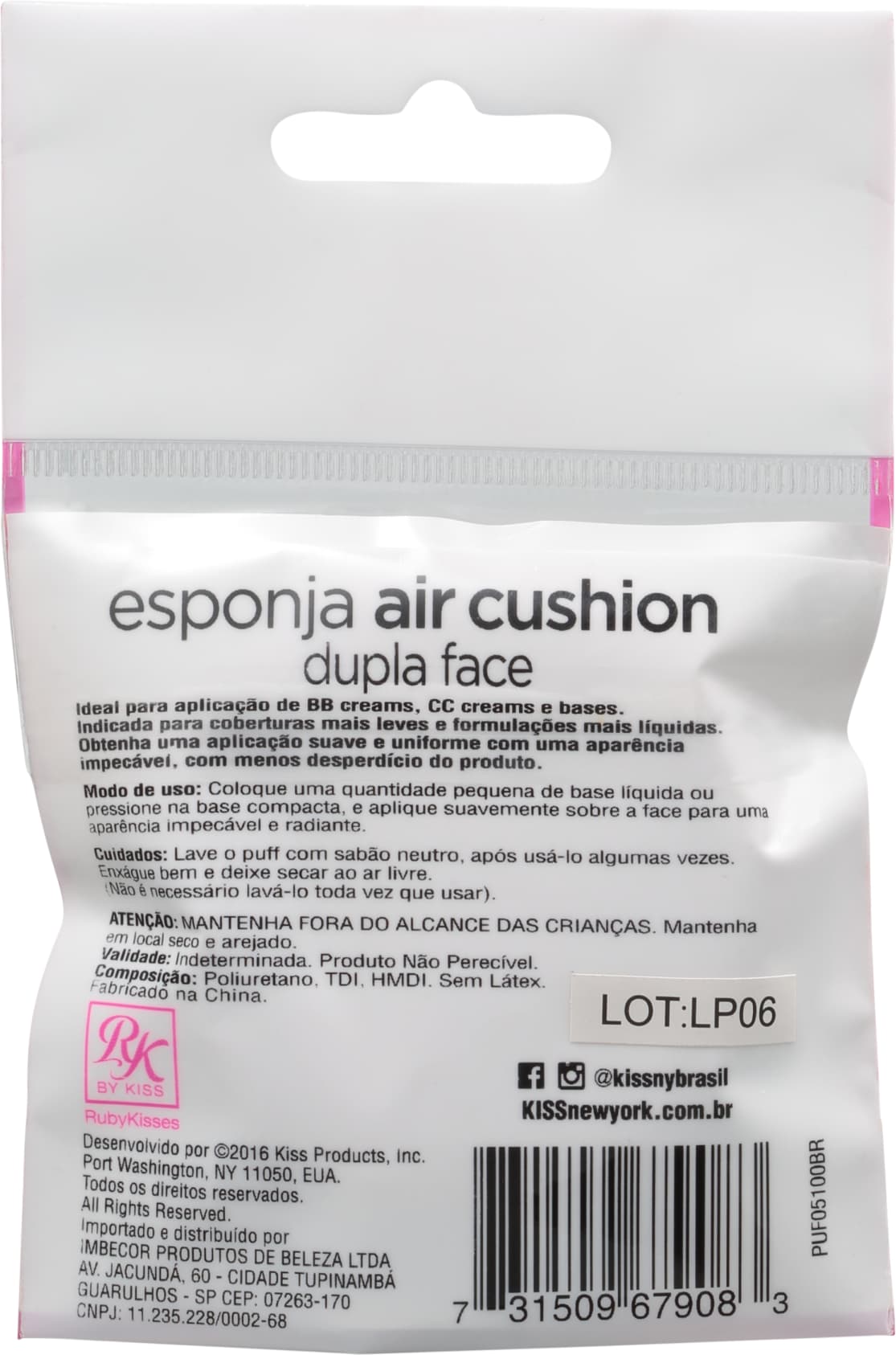 Kiss New York Ruby Kisses Air Cushion Dupla Face - Esponja para Maquiagem 6g