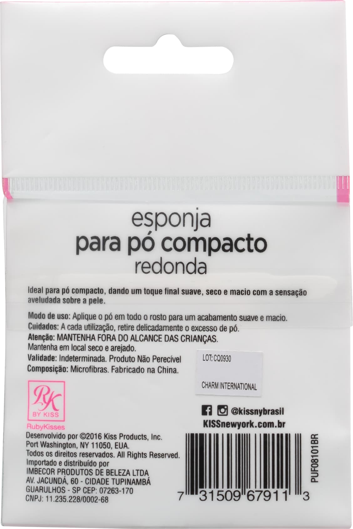 Kiss New York Ruby Kisses Compacto Redonda - Esponja para Pó 0,3g