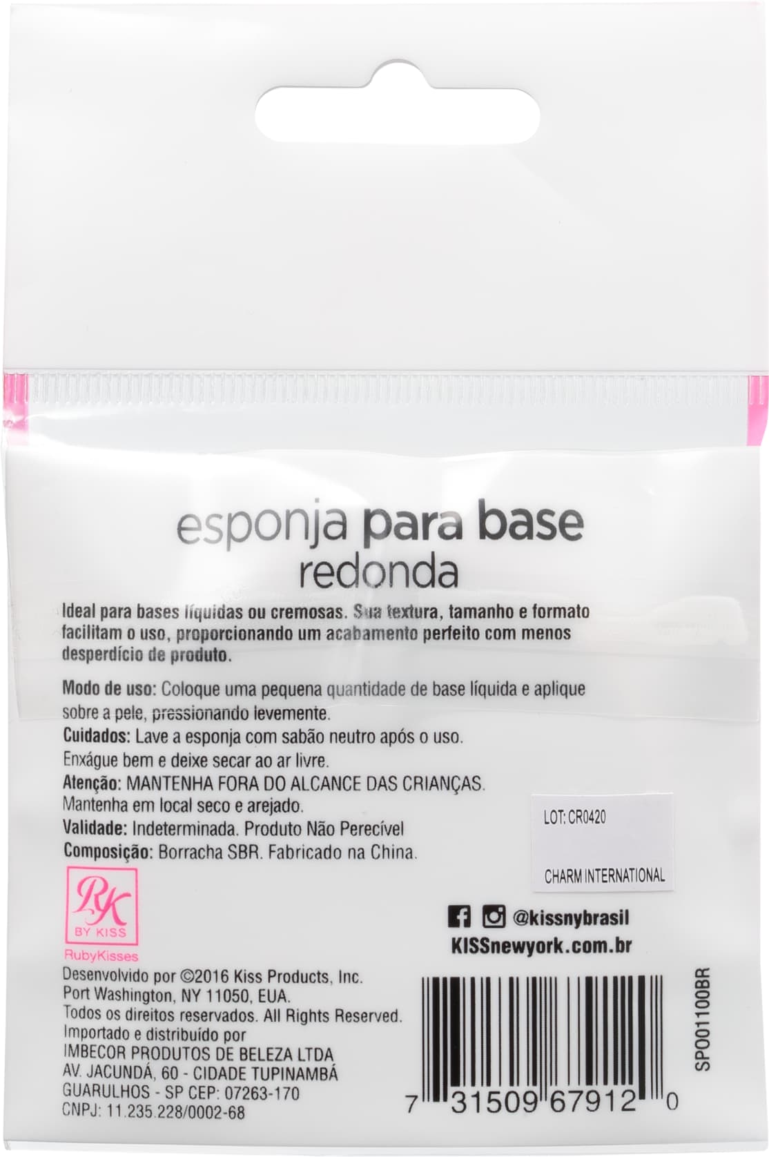 Kiss New York Ruby Kisses Compacta Redonda - Esponja para Base (1 unidade)