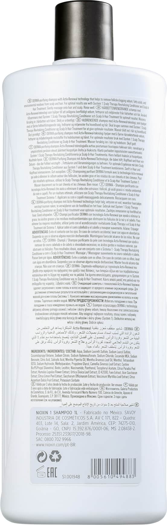 Nioxin System 1 Cleanser - Shampoo 1000ml