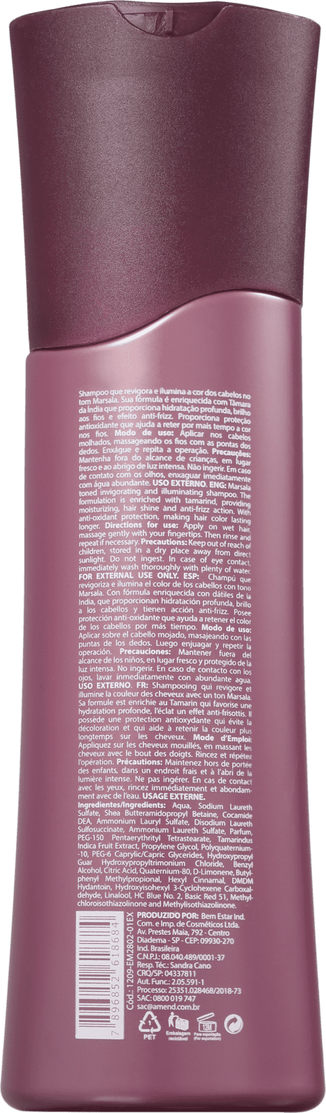 Amend Marsala Vibrance Realce da Cor - Shampoo 250ml
