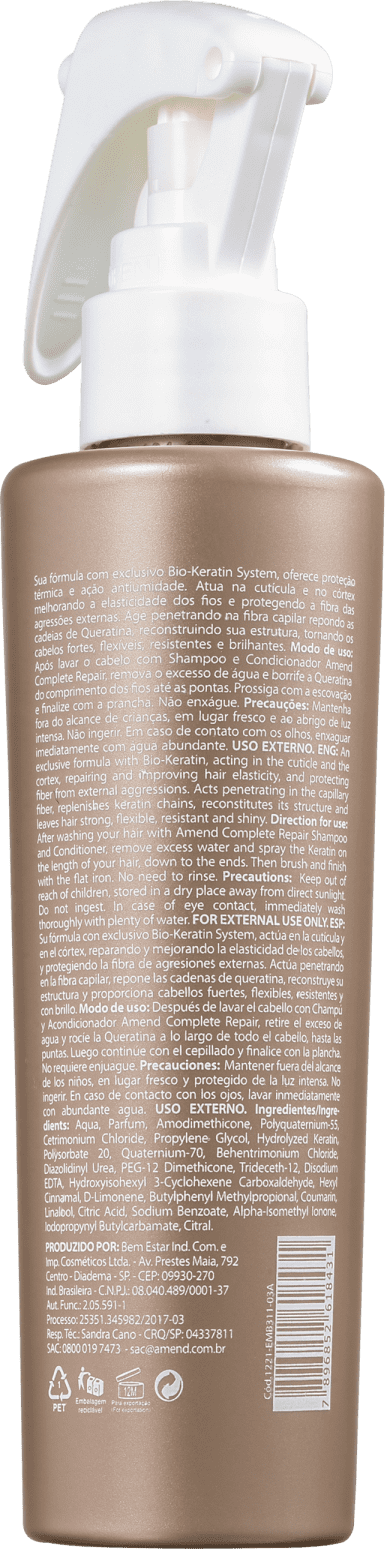 Amend Complete Repair Queratina Líquida - Tratamento Reconstrutor 150ml
