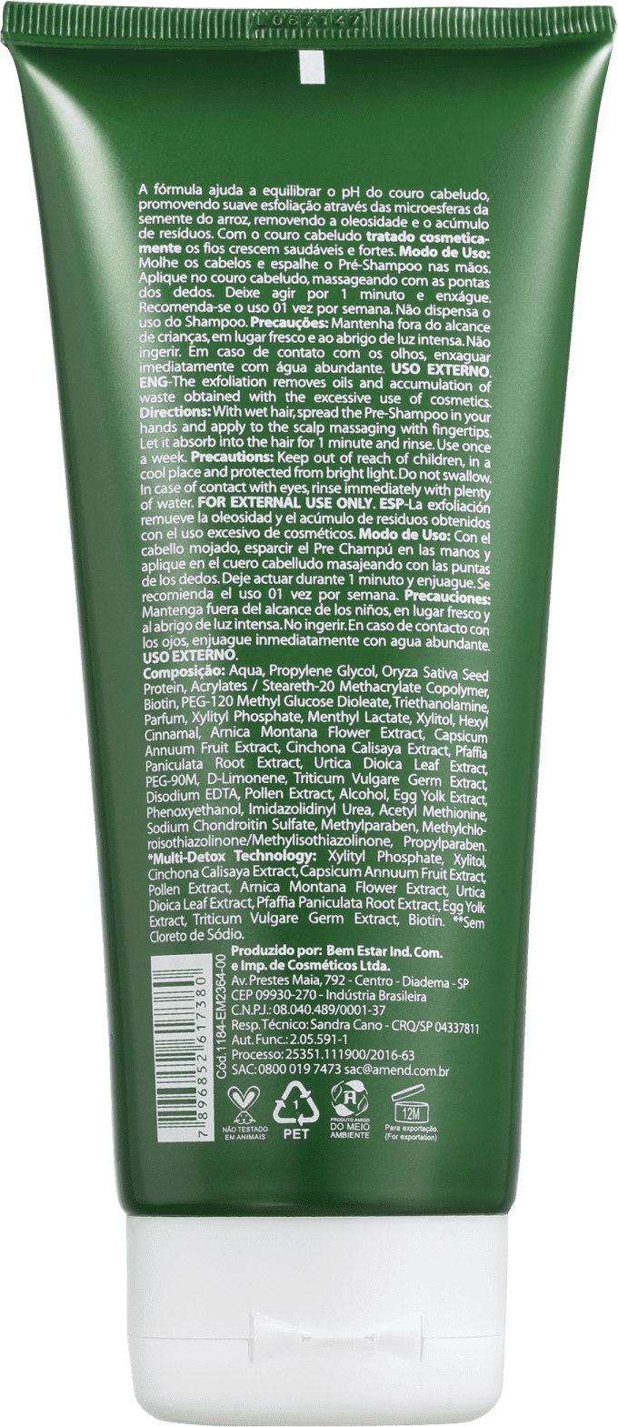 Amend Força e Detox - Pré-Shampoo Esfoliante 200g