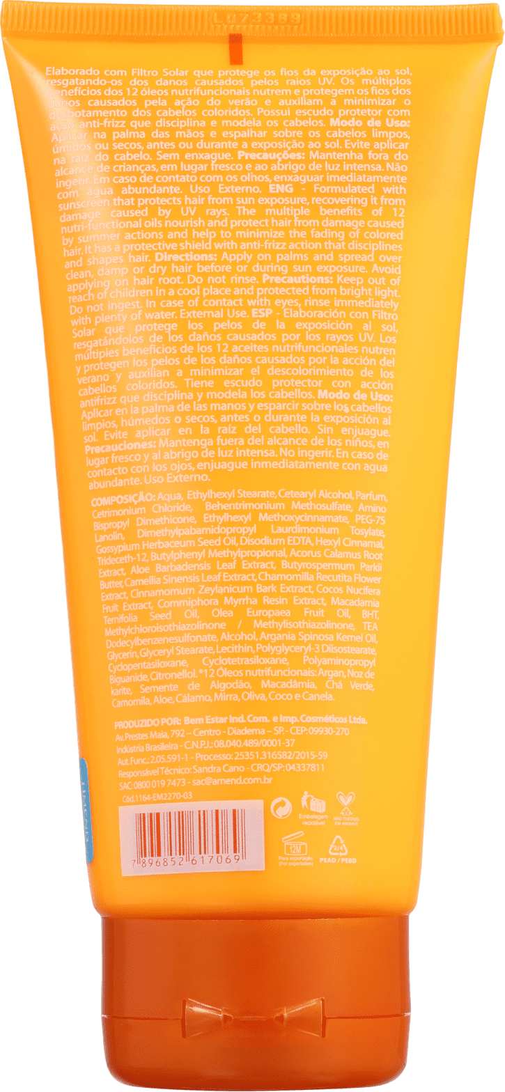 Amend Solar Defense com Filtro Solar - Leave-in Anti Danos 180g