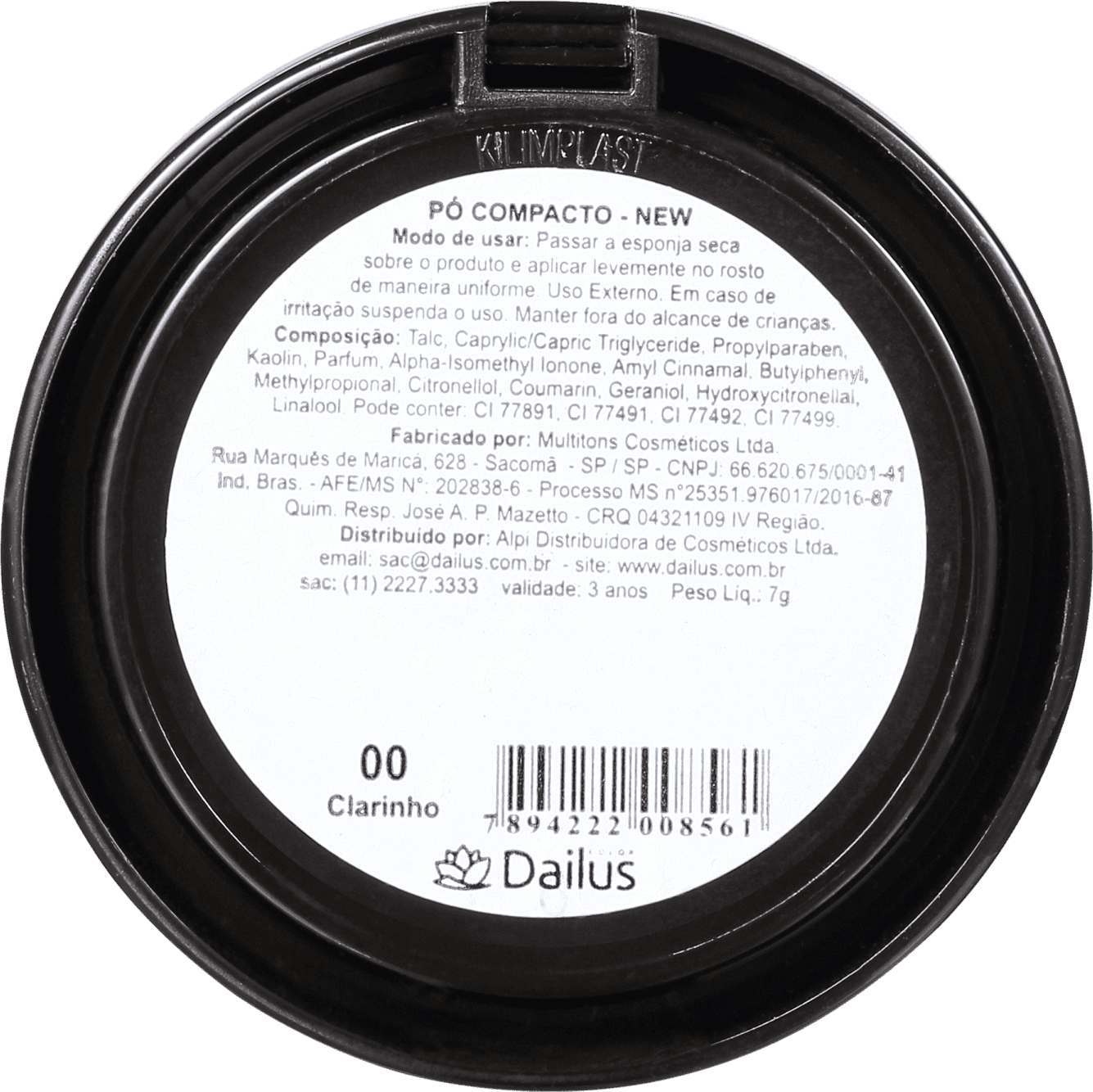 Dailus New 00 Clarinho - Pó Compacto 7g
