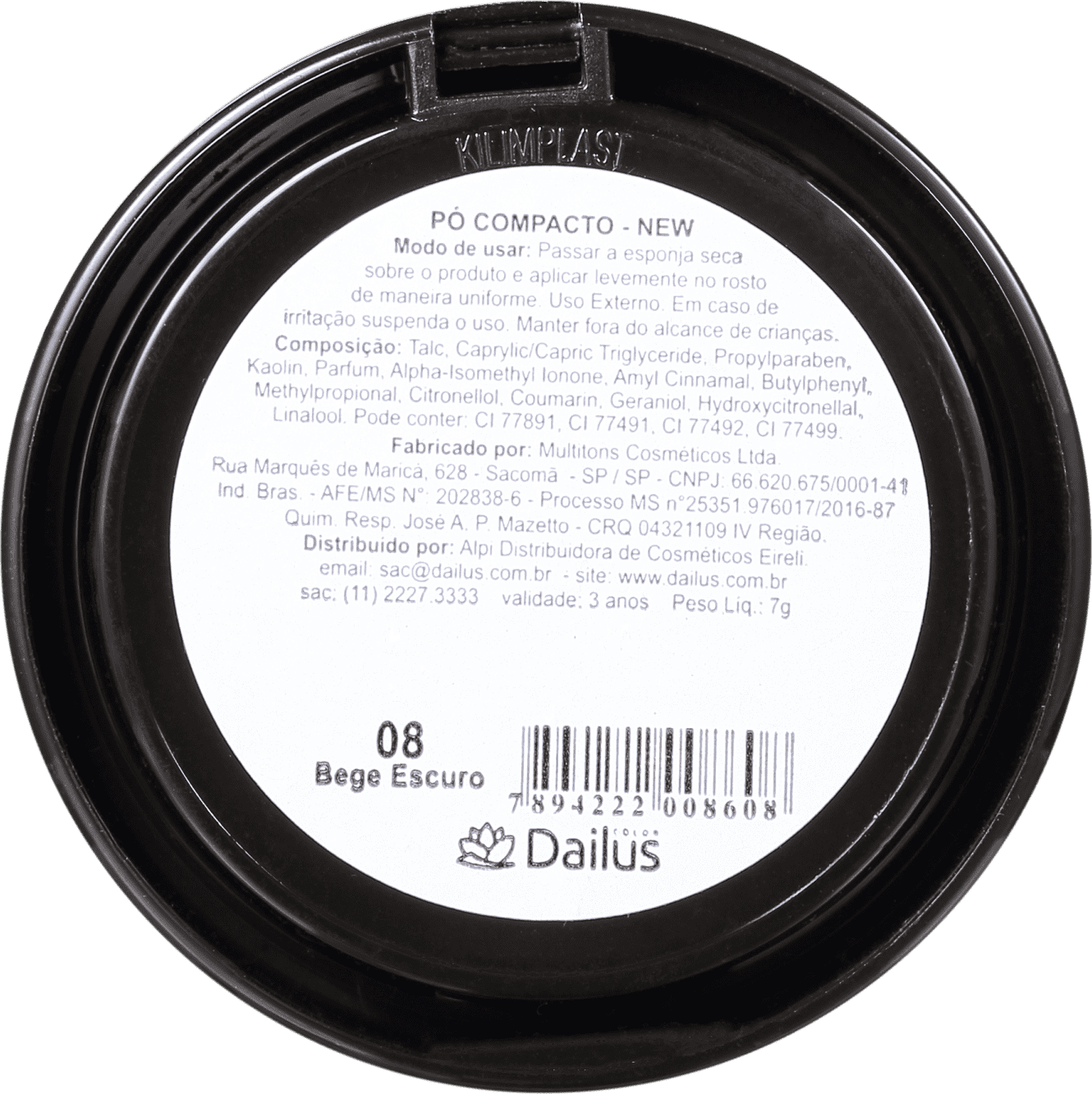 Dailus New 08 Bege Escuro - Pó Compacto 7g