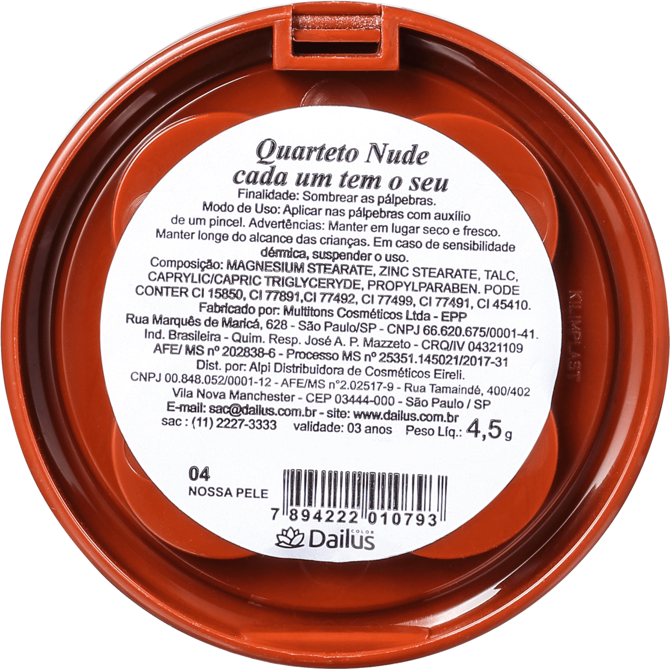 Dailus Nude Cada Um Tem O Seu 04 Nossa Pele - Paleta de Sombras 38g