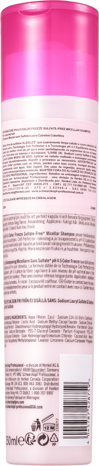 Schwarzkopf Professional BC Bonacure pH 4.5 Color Freeze Micellar - Shampoo sem Sulfato 250ml