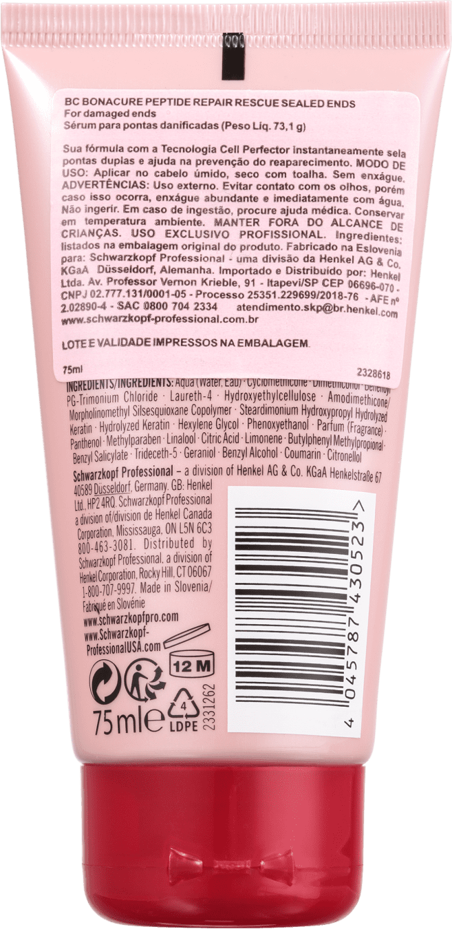 Schwarzkopf Professional BC Bonacure Peptide Repair Rescue Sealed Ends - Reparador de Pontas 75ml