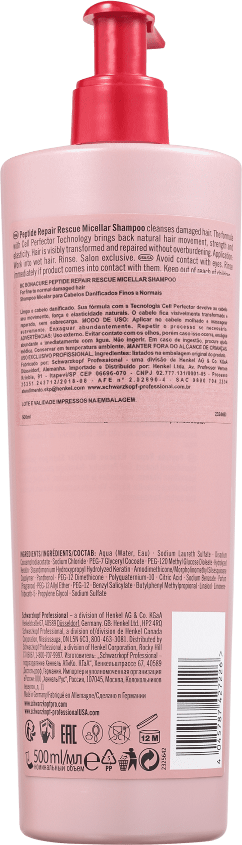 Schwarzkopf Professional BC Bonacure Peptide Repair Rescue Micellar - Shampoo 500ml