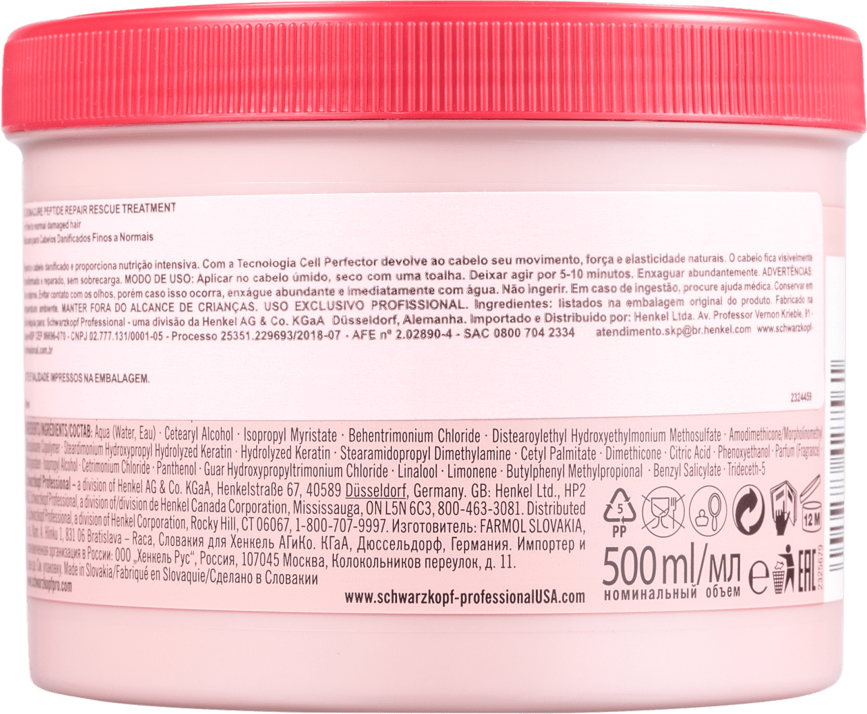 Schwarzkopf Professional BC Bonacure Peptide Repair Rescue Treatment - Máscara Capilar 500ml