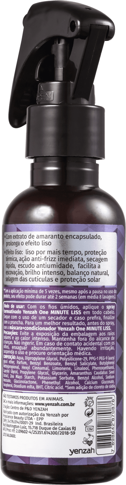 Yenzah One Minute Liss - Spray Alisador Temporário 120ml