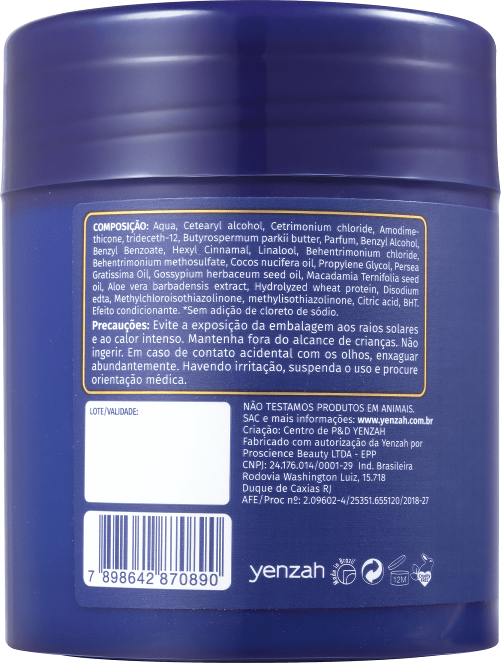 Yenzah Cronograma Capilar 3 em 1 - Máscara Capilar 480g