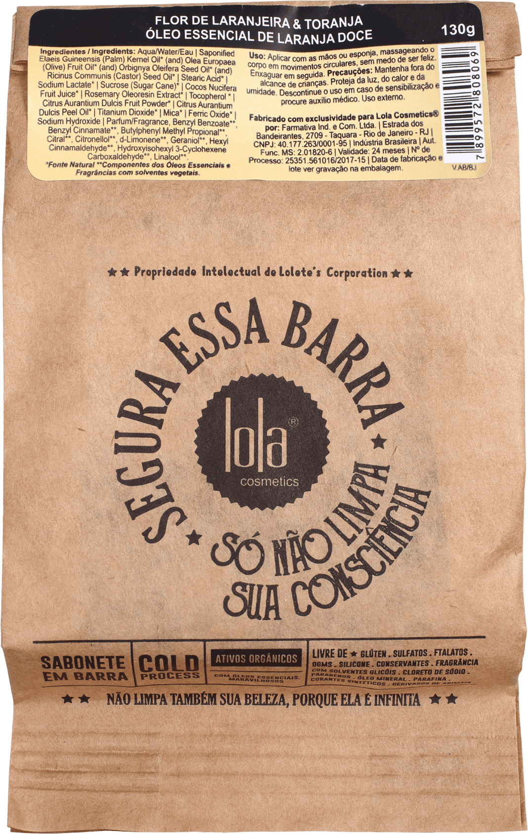 Lola Cosmetics Segura Essa Barra Flor de Laranjeira e Toranja - Sabonete em Barra 130g