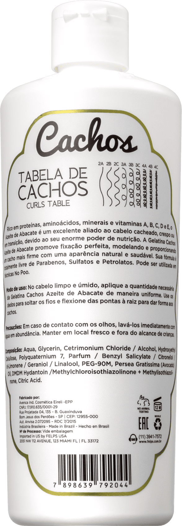 Felps Profissional Cachos Azeite de Abacate - Gel Fixador 500g