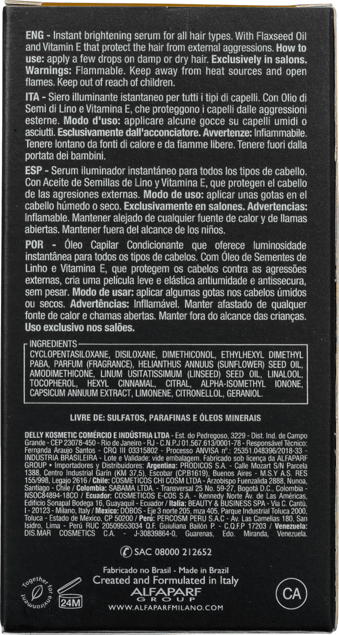 Alfaparf Semi Di Lino Sublime Cristalli Liquidi - Óleo Capilar 30ml