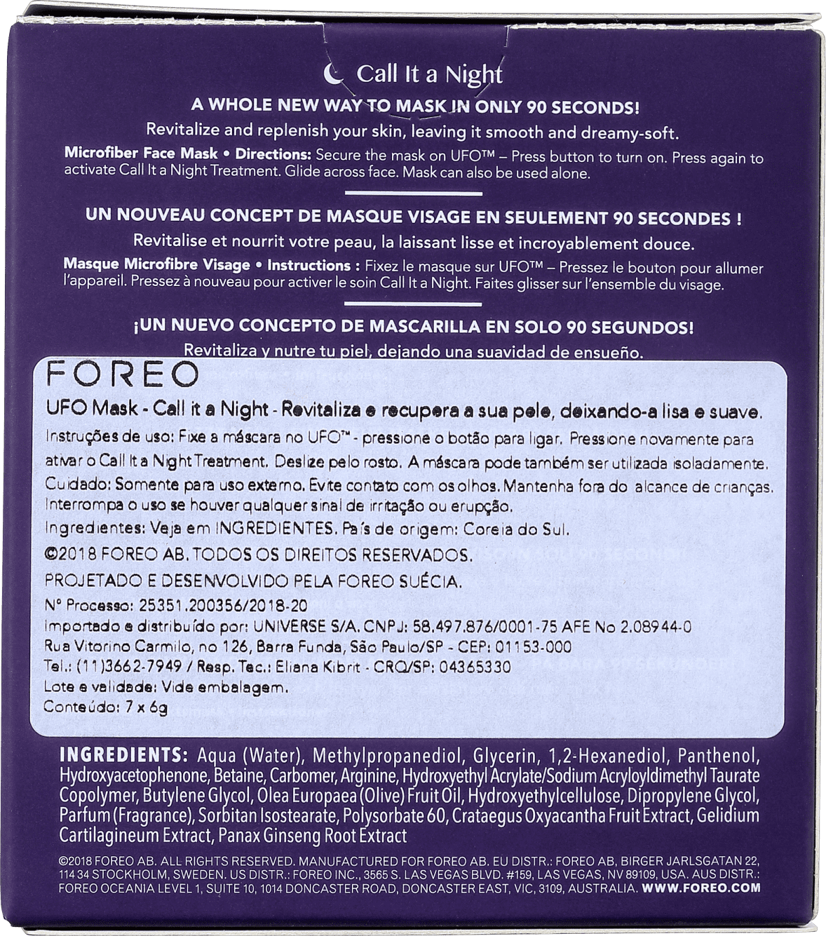 FOREO Call It A Night - Máscaras Noturnas 7x6g