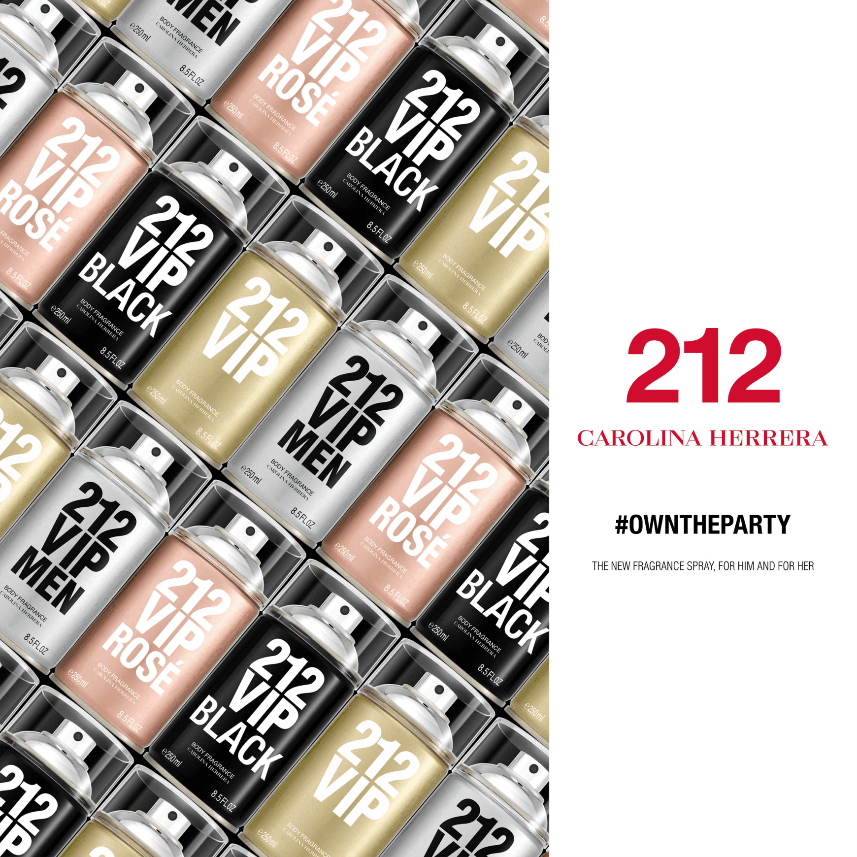 Carolina Herrera 212 VIP Men Black - Body Spray Masculino 250ml