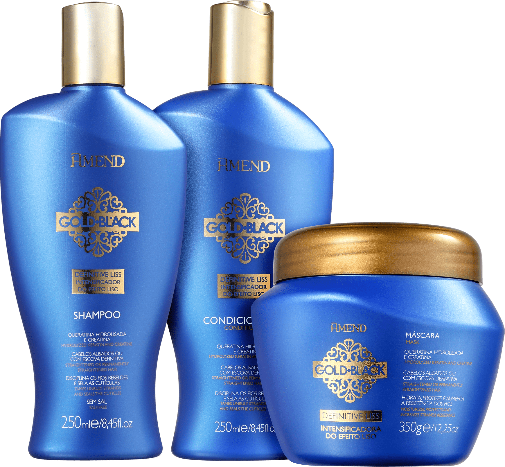 Kit Amend Gold Black Definitive Liss Trio (3 Produtos)