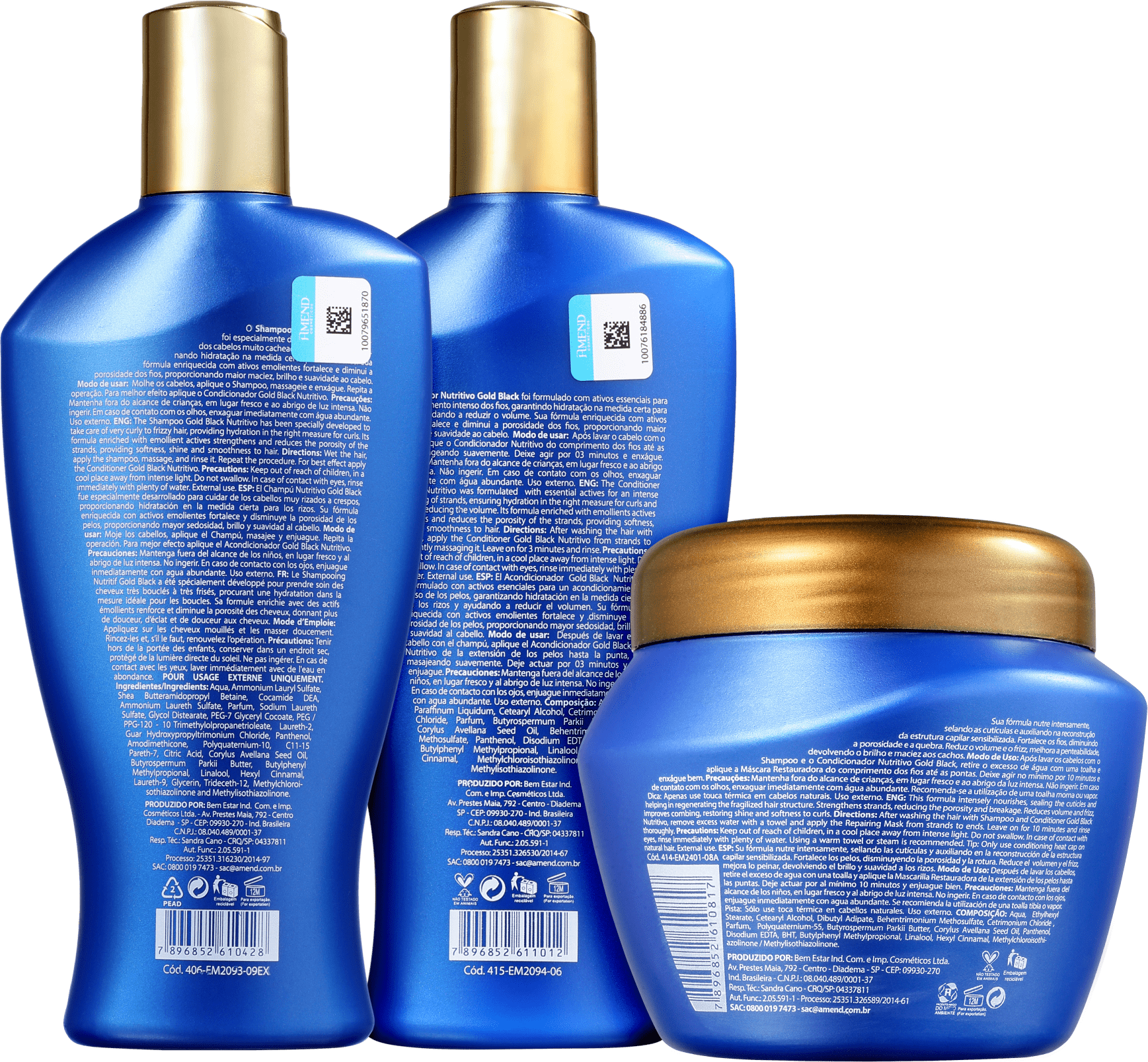 Kit Amend Gold Black Nutritivo Trio (3 Produtos)