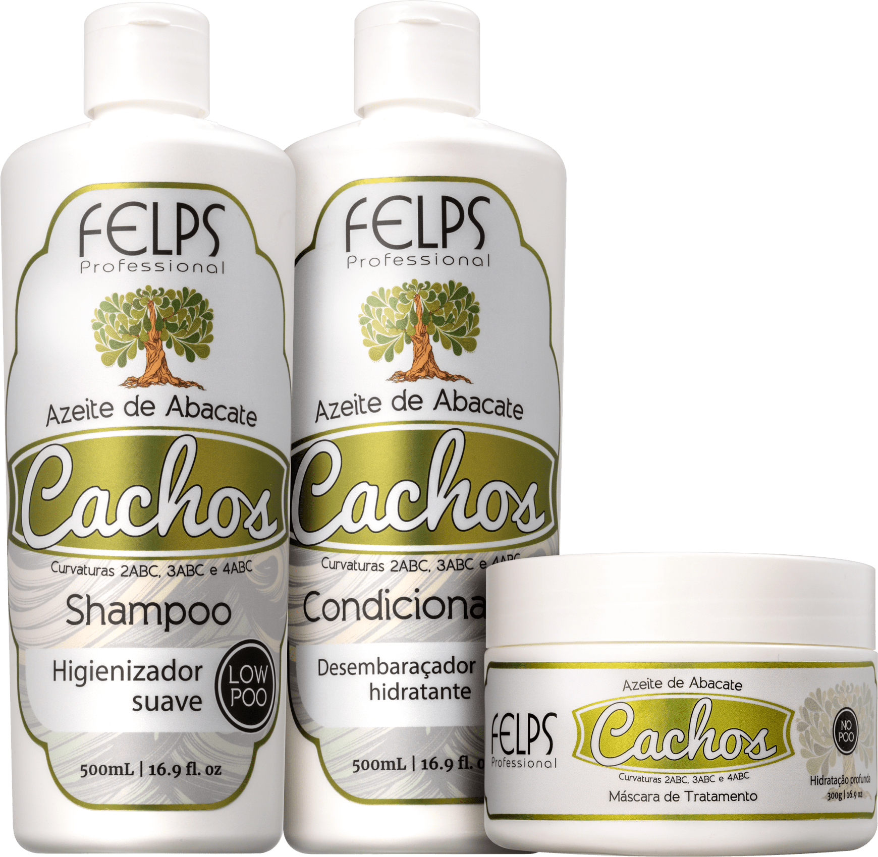 Kit Felps Profissional Cachos Azeite de Abacate Trio (3 Produtos)