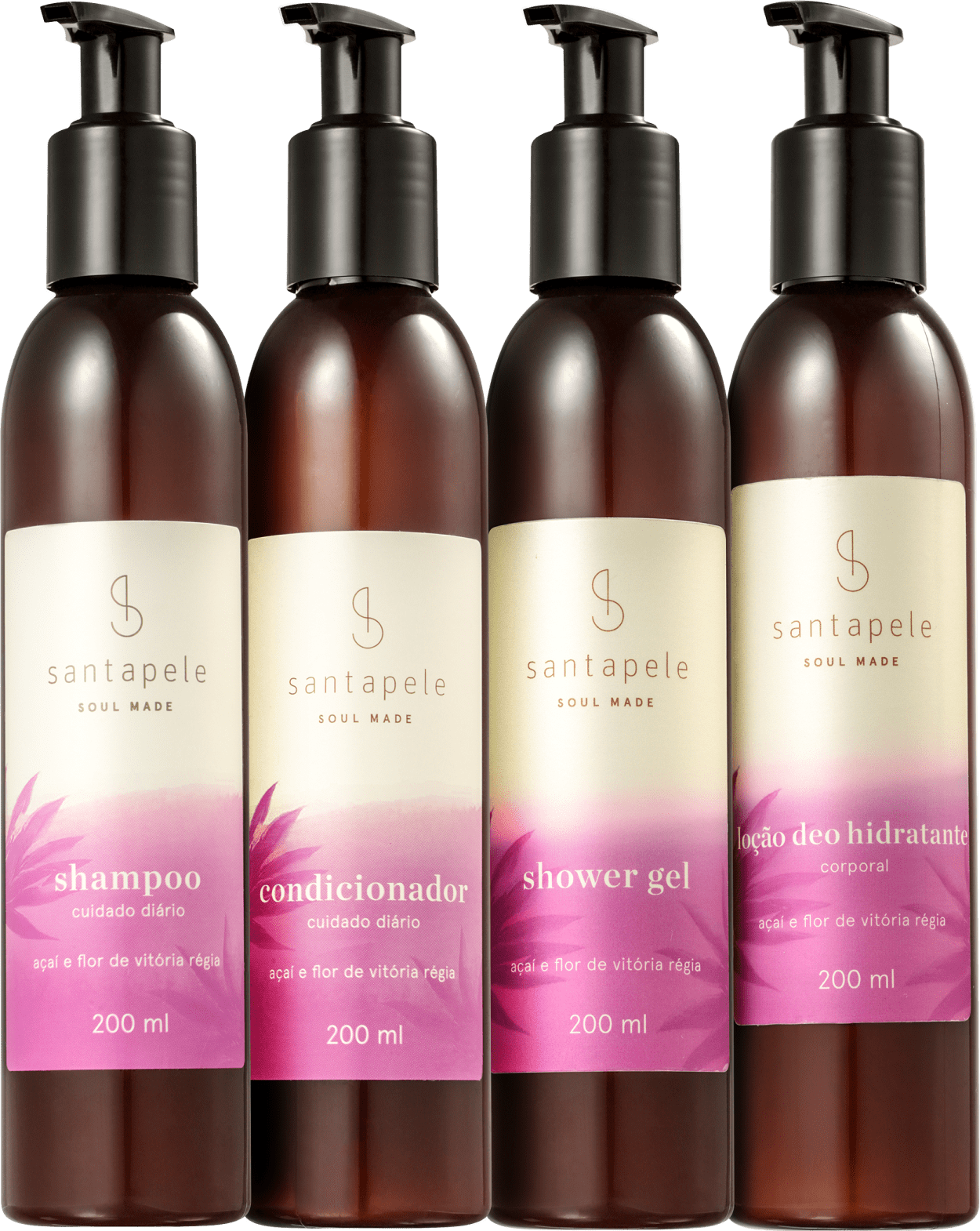 Kit Santapele Açaí e Flor de Vitória-Régia Cuidado Completo (4 Produtos)