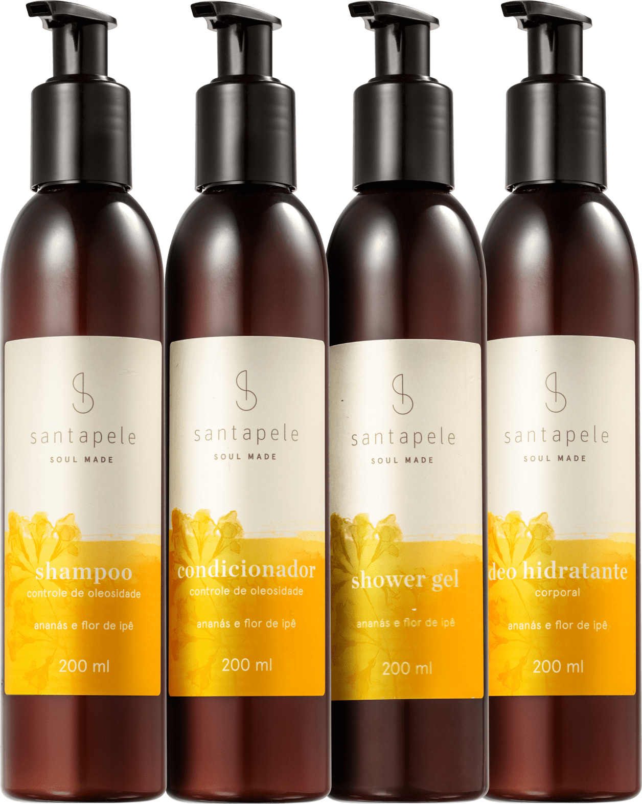 Kit Santapele Ananás e Flor de Ipê Cuidado Completo (4 Produtos)