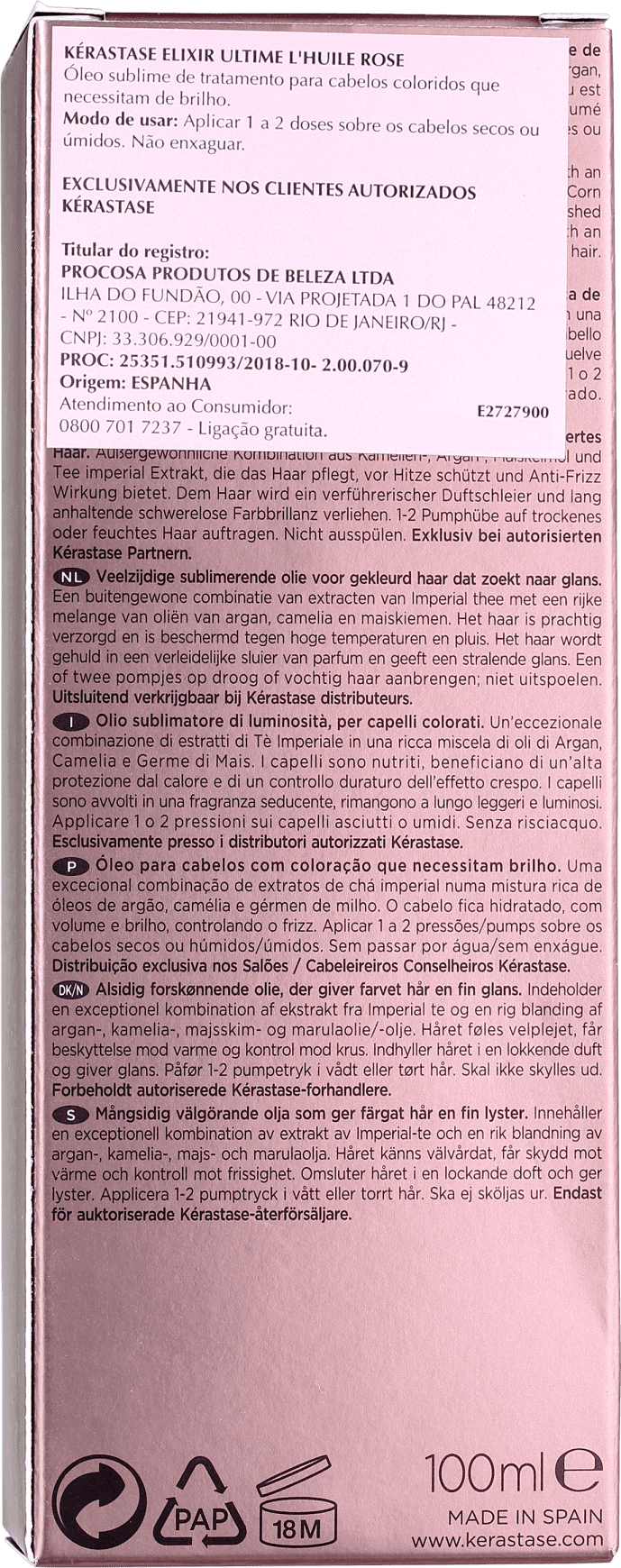 Kérastase Elixir Ultime Rose - Óleo Capilar 100ml