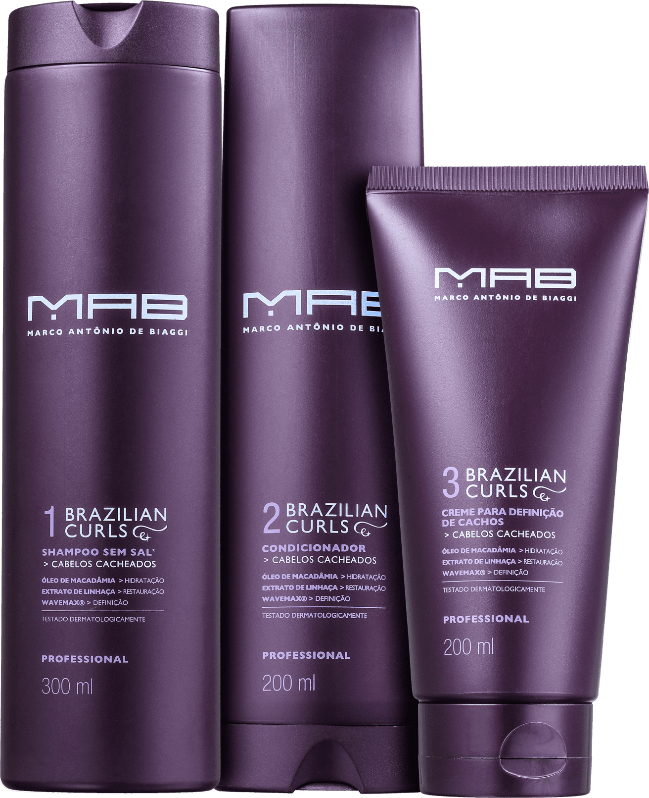 Kit MAB Marco Antônio de Biaggi Brazilian Curls Trio (3 Produtos)