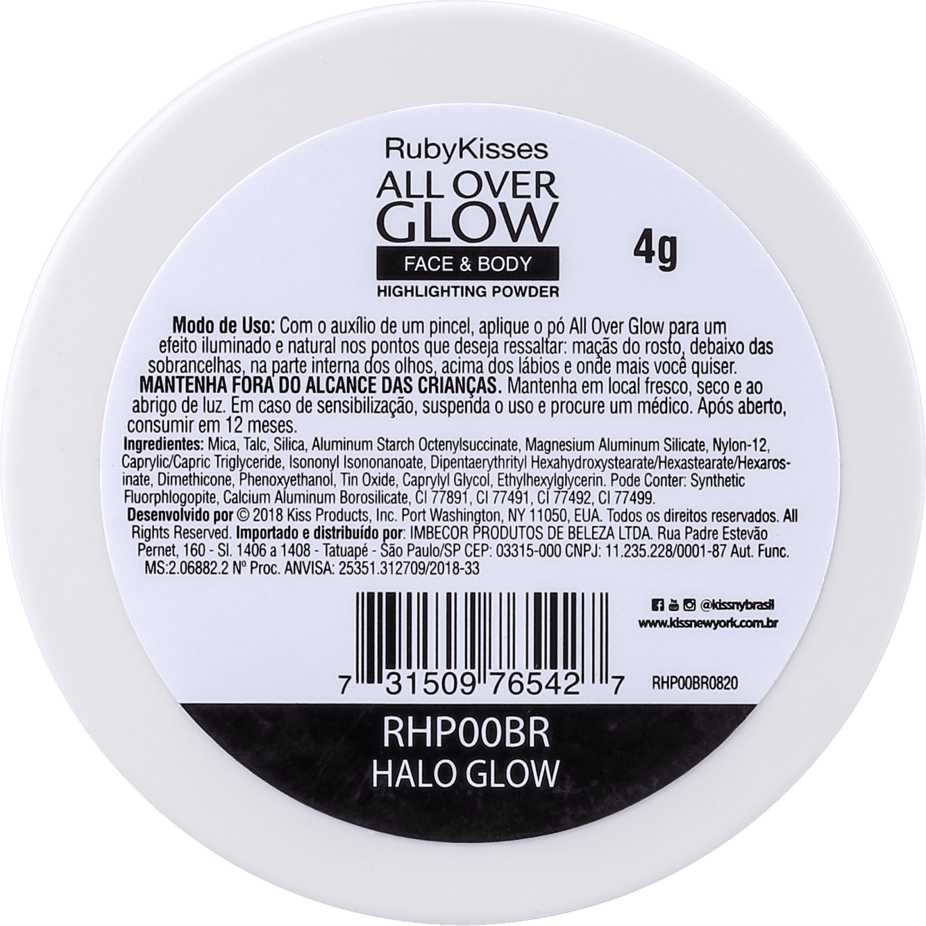 Kiss New York Ruby Kisses All Over Glow Halo Glow - Pó Iluminador 4g