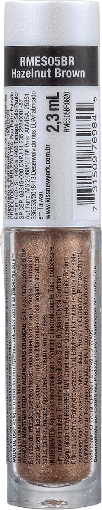 Kiss New York Ruby Kisses Satin Chrome Hazelnut Brown - Sombra Metálica 2,3ml