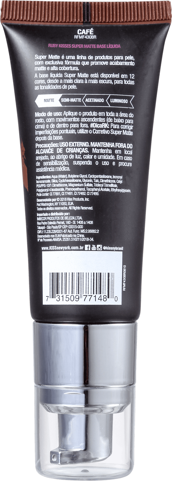 Kiss New York Ruby Kisses Super Matte Café - Base Líquida 30ml
